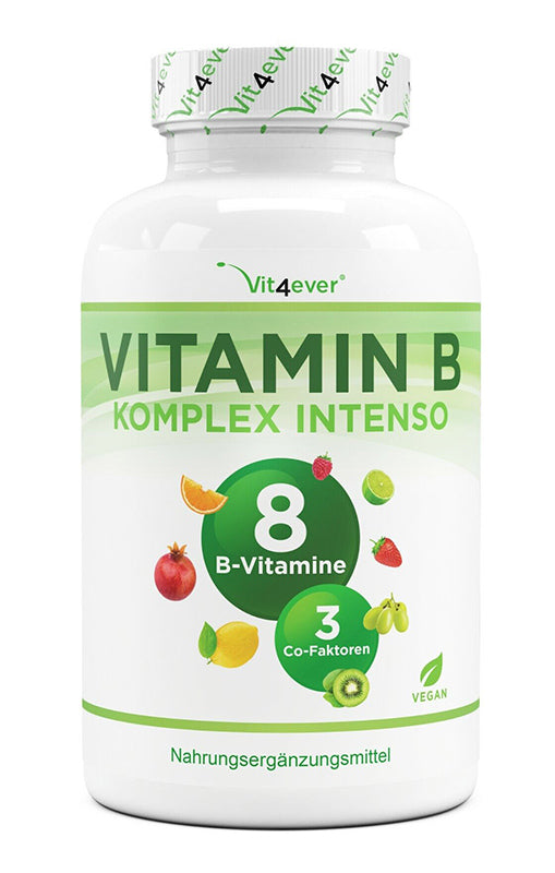Vitamin-B-Komplex Intenso, aktive B-Vitamine + 3 Co-Faktoren, vegan, 180 Kapseln