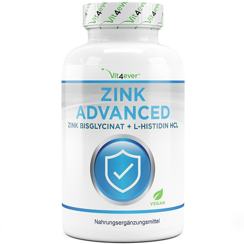 Zink advanced, Zink-Bisglycinat, 25 mg elementares Zink + L-Histidin, 400 Tabl.